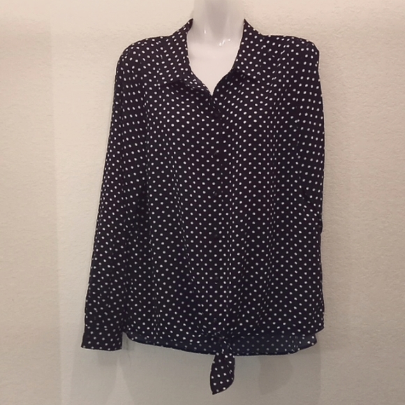 Susan Graver Polka Dot Long Sleeved Blouse-#0121 - Picture 2 of 11